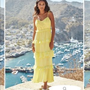 Limoncello Ruffle Maxi Dress with adjustable tie straps. Size XL.